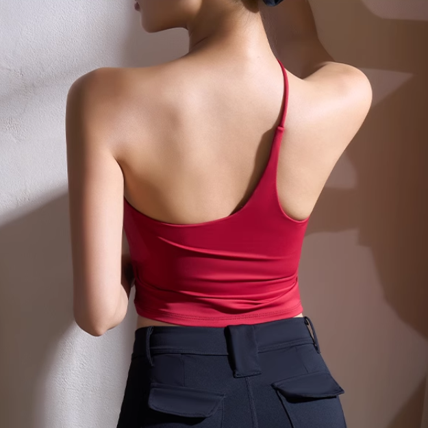 VUFRO Yoga Pilates Asymmetric Fitted Sports Bra