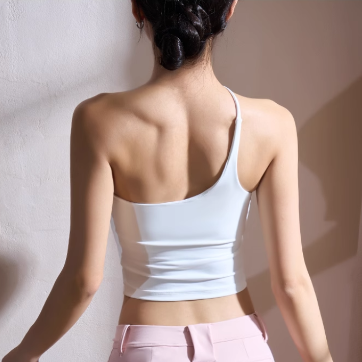 VUFRO Yoga Pilates Asymmetric Fitted Sports Bra
