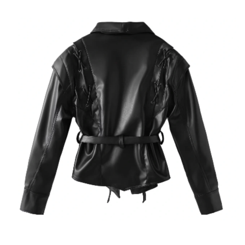 VUKRI Lace Up Leather Jacket