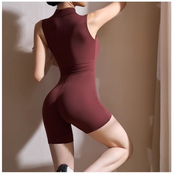 VUTSO Yoga Pilates V Neck Fitted Playsuit
