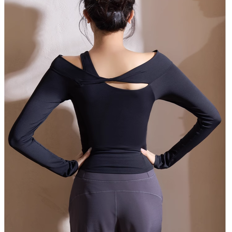 VUWEI Yoga Pilates Cut Out Fitted Fitness Top