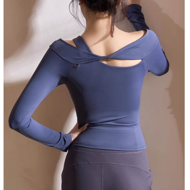 VUWEI Yoga Pilates Cut Out Fitted Fitness Top