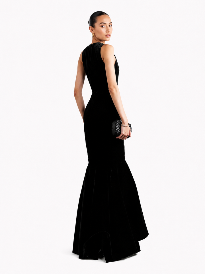 XUIVE Ruffled Hem Evening Dress Gown