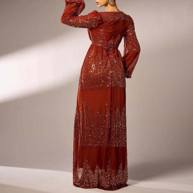 YALDA V Neck Slip Evening Dress Gown