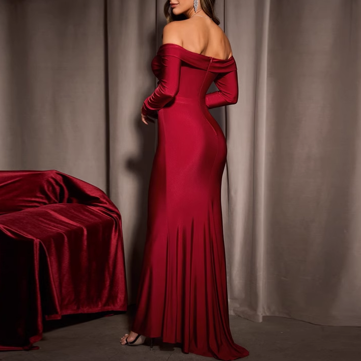 ZOVMI Off-Shoulder Slip Evening Dress Gown
