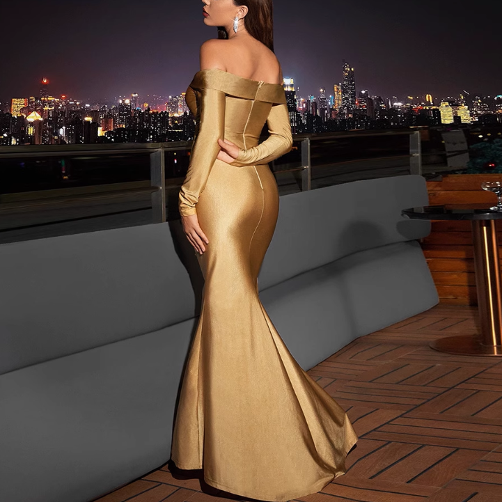 ZOVMI Off-Shoulder Slip Evening Dress Gown
