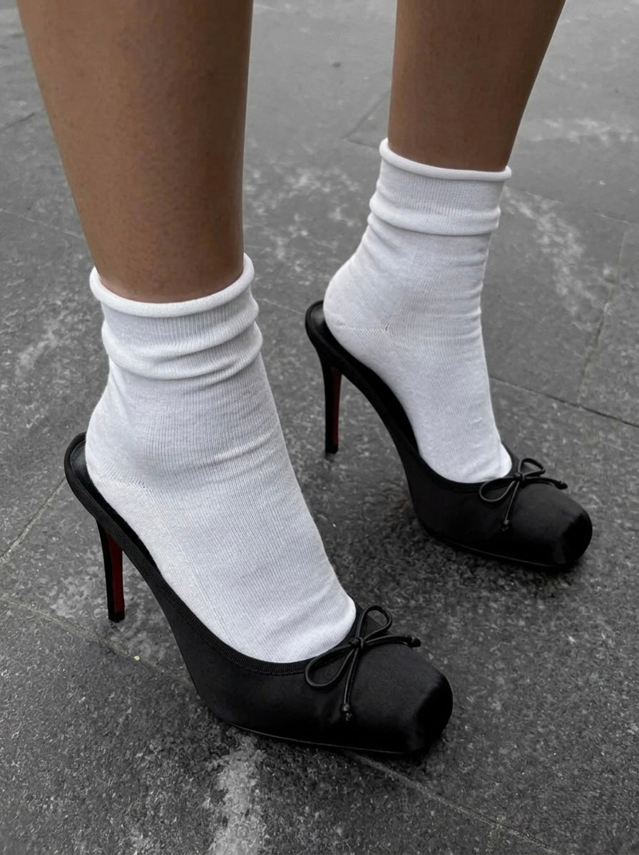 ARABELLA BALLET STYLE MULES BALLETCORE HIGH HEELS PUMPS - 10CM