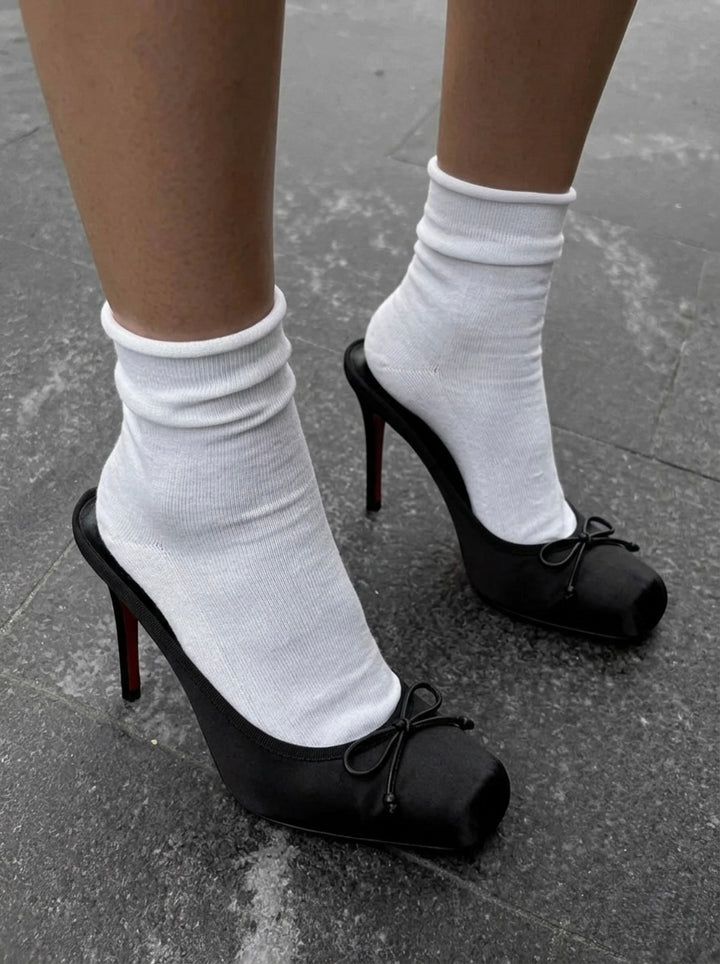 ARABELLA BALLET STYLE MULES BALLETCORE HIGH HEELS PUMPS - 10CM