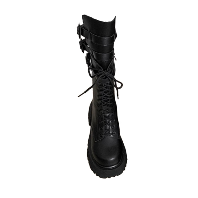 DAVCI Buckled Lace Up Ankle Boots