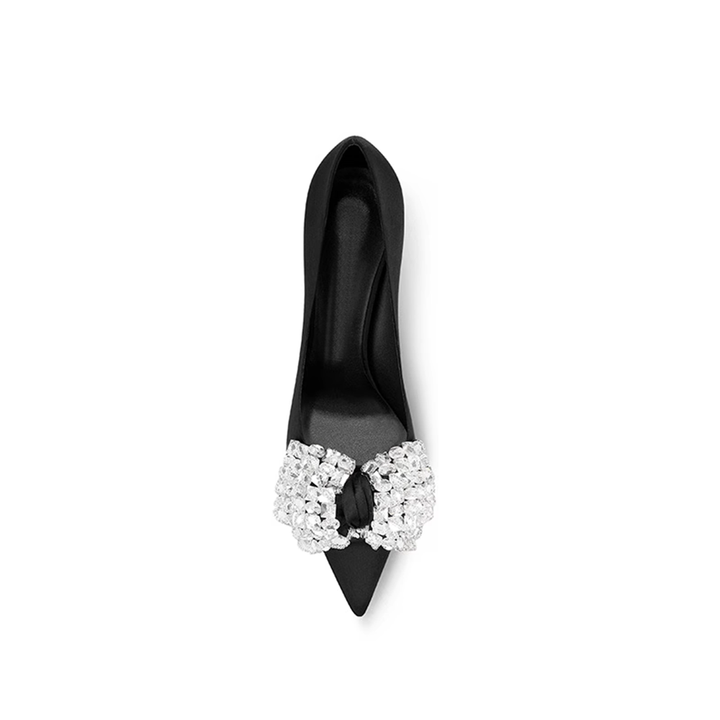DUSRI Diamante Bow Mid Heel Pumps - 6cm