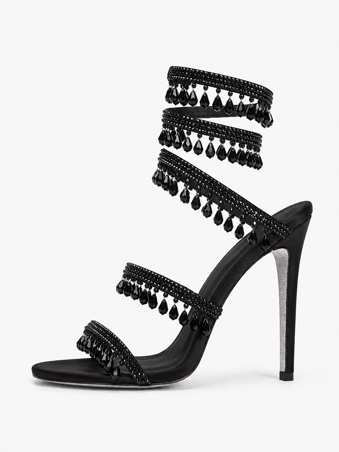 GILDA Serpentina Drip Crystal Wrap Heels Sandals