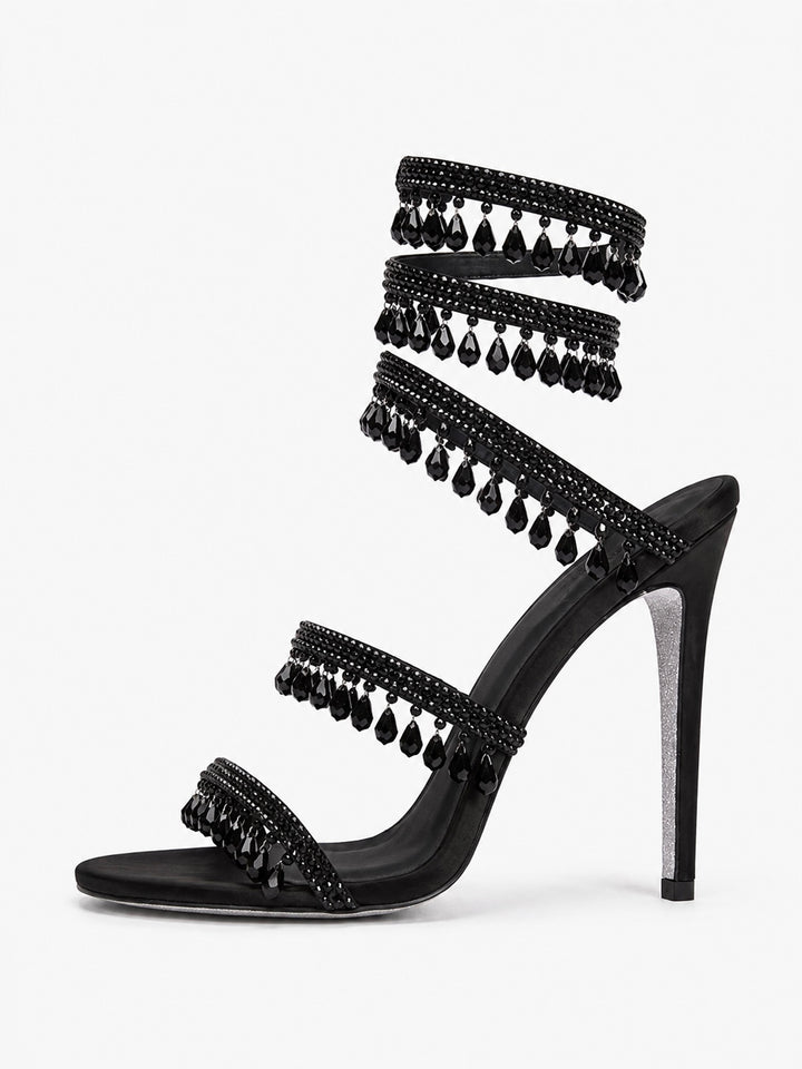 GILDA Serpentina Drip Crystal Wrap Heels Sandals
