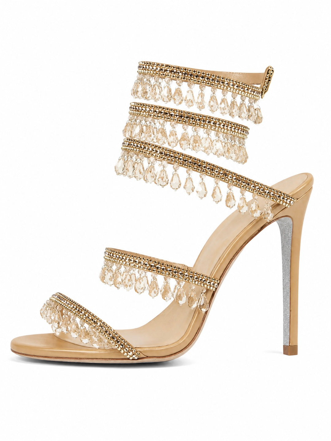 GILDA Serpentina Drip Crystal Wrap Heels Sandals