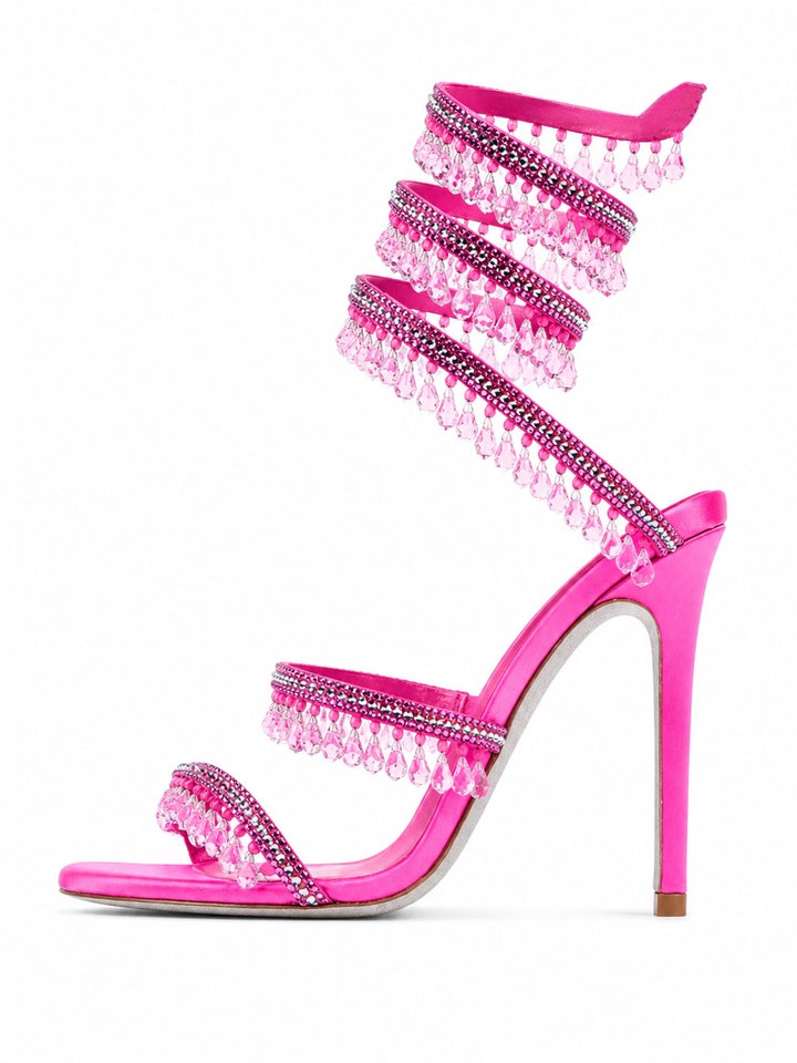 GILDA Serpentina Drip Crystal Wrap Heels Sandals