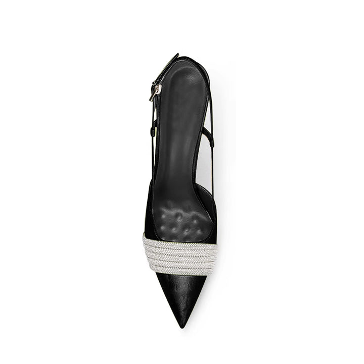 HEIRA Diamante Mid Heel Sandals - 8cm