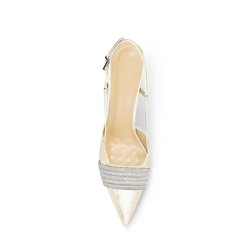 HEIRA Diamante Mid Heel Sandals - 6cm