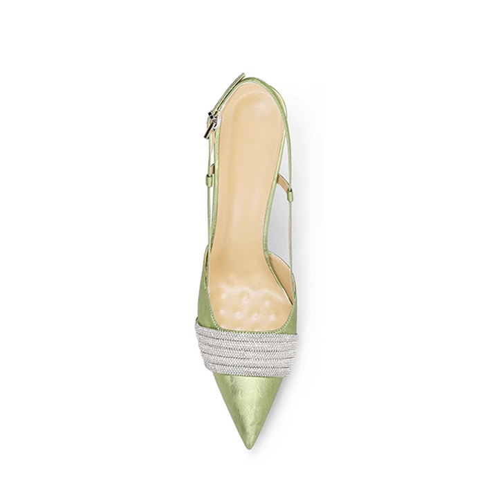 HEIRA Diamante Mid Heel Sandals - 6cm
