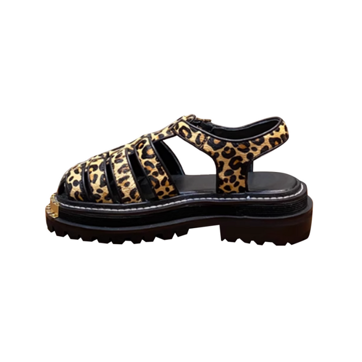 HENRA Leopard Studded Platform Sandals