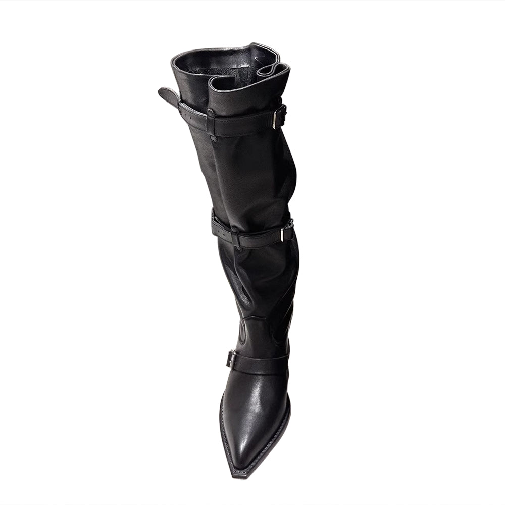 HUSIB Buckled Knee High Boots