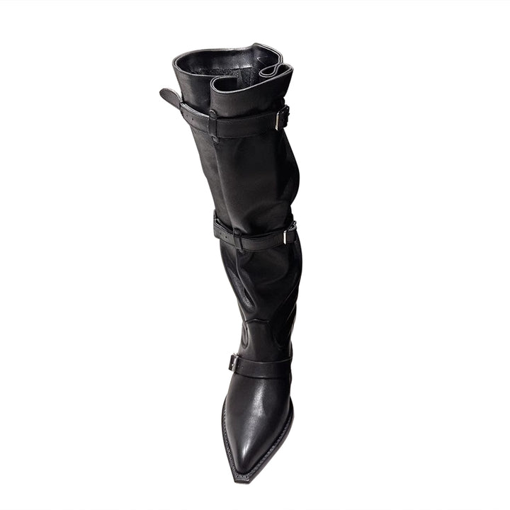 HUSIB Buckled Knee High Boots
