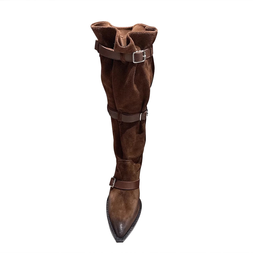HUSIB Buckled Knee High Boots
