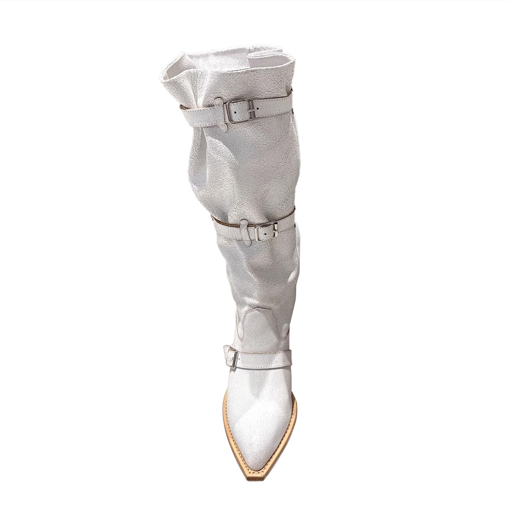 HUSIB Buckled Knee High Boots