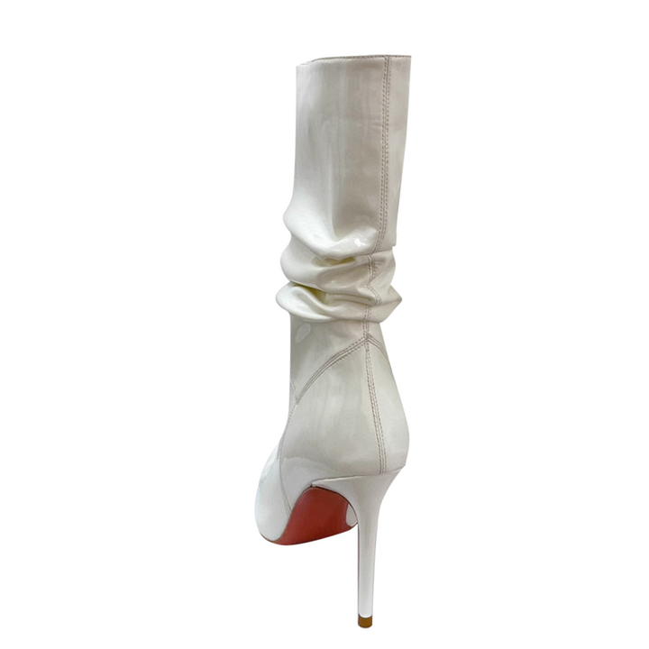 JEINA Patent Leather Stiletto Heel Ankle Boots