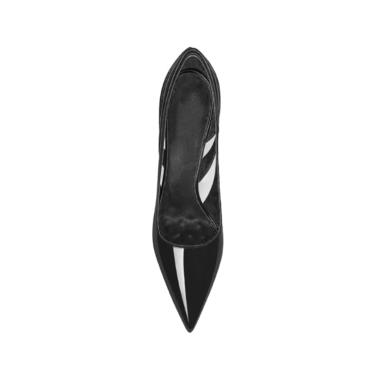 JUNCI Patent Leather And PVC Mid Heel Pumps - 6cm