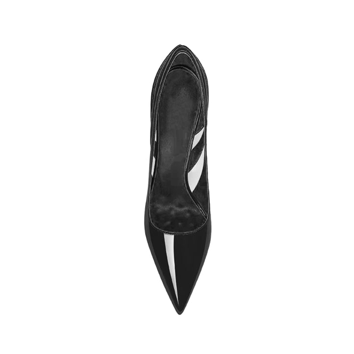 JUNCI Patent Leather And PVC Mid Heel Pumps - 6cm