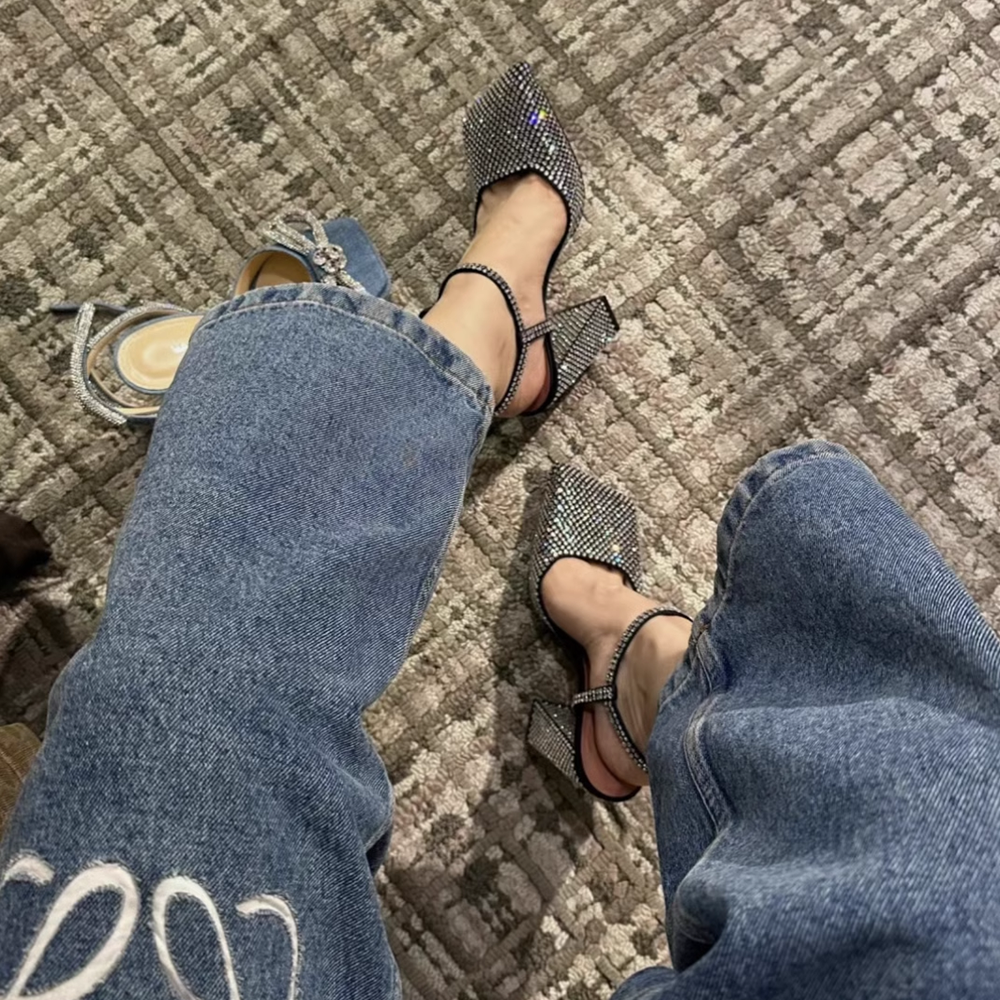 KEMOT Diamante Block Heel Sandals