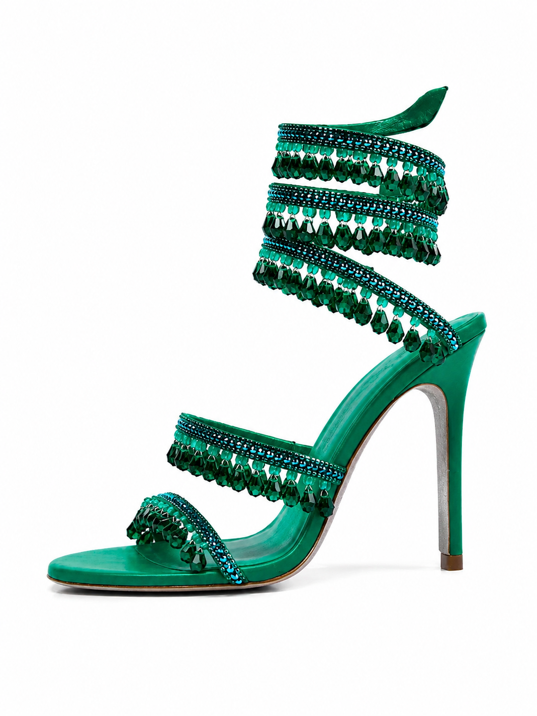 GILDA Serpentina Drip Crystal Wrap Heels Sandals