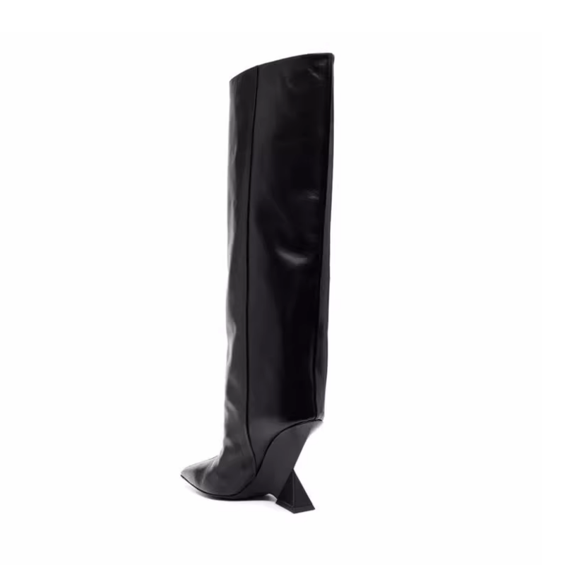 KUIZA Sculptured Heel Knee High Boots