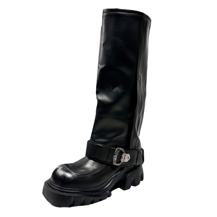 LAVFA Buckled Knee High Boots