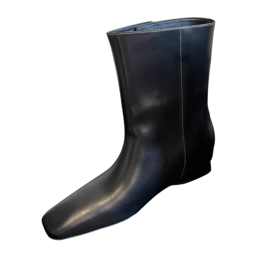 LENCU Button Leather Ankle Boots