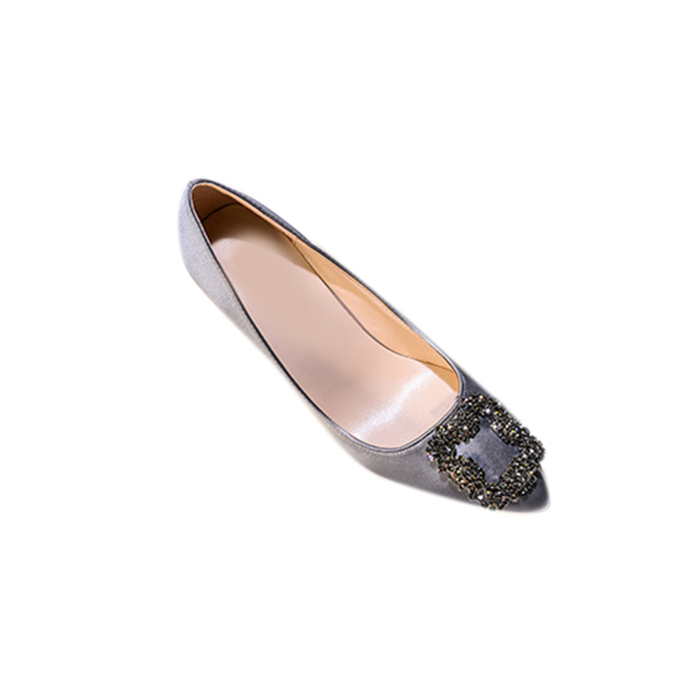 MIRKO Diamante Embellished Satin Mid Heel Pumps - 6cm