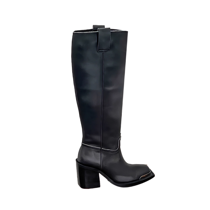 NANVU Block Heel Knee High Boots