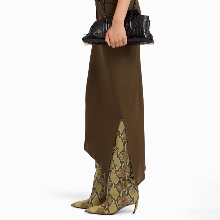 NEHRA Curved Heel Knee High Boots