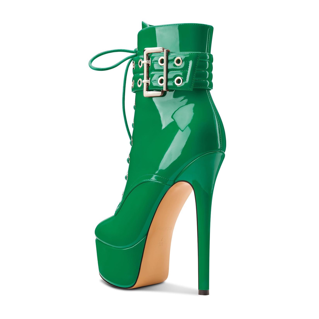 NEVRU Lace Up Platform Ankle Boots