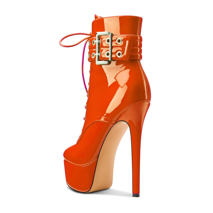 NEVRU Lace Up Platform Ankle Boots