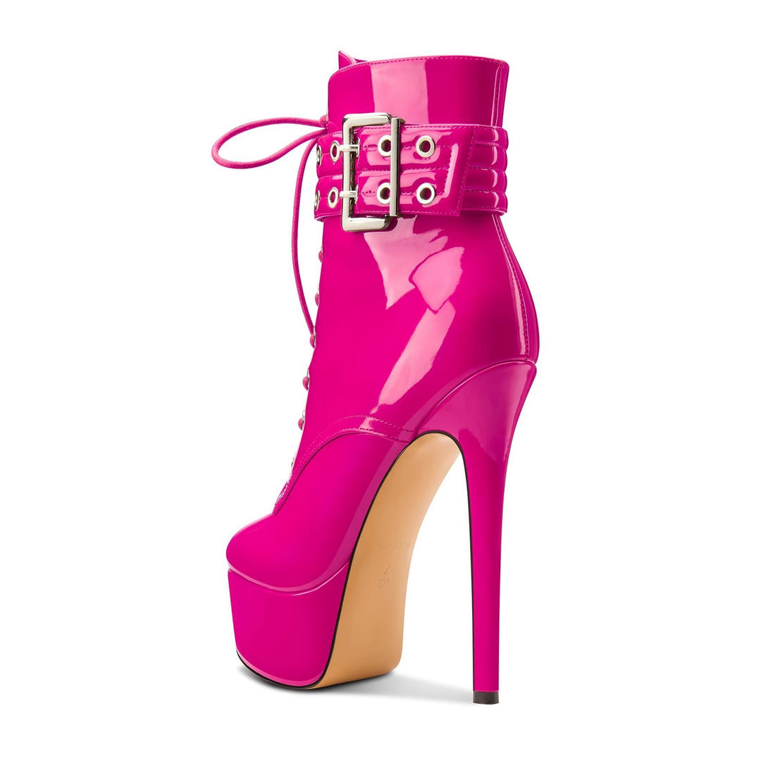 NEVRU Lace Up Platform Ankle Boots