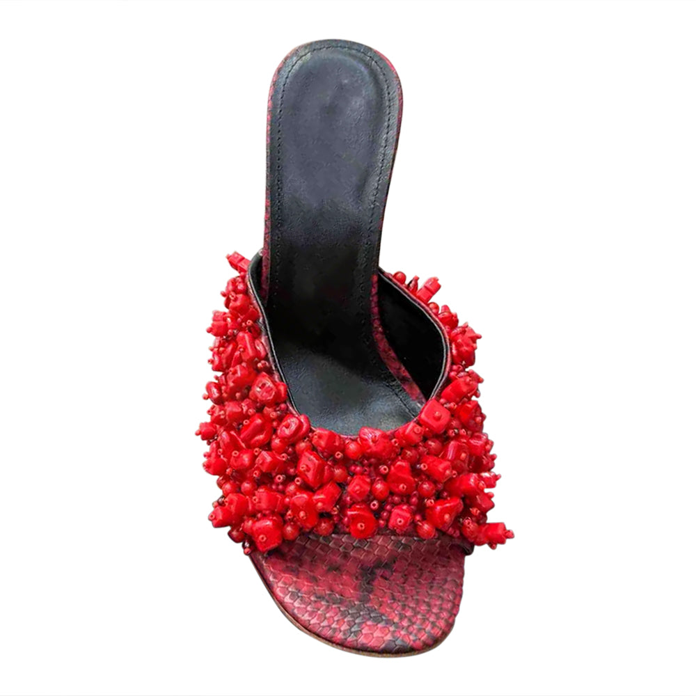 NOELS Beaded Wedged Heel Sandals