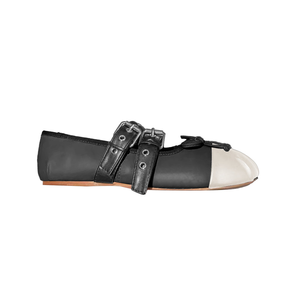 NUKVI Bow And Buckled Ballet Shoes