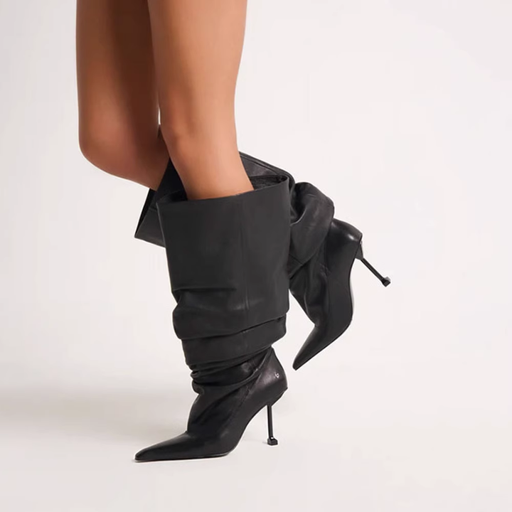 POEVA Stiletto Heel Knee High Boots