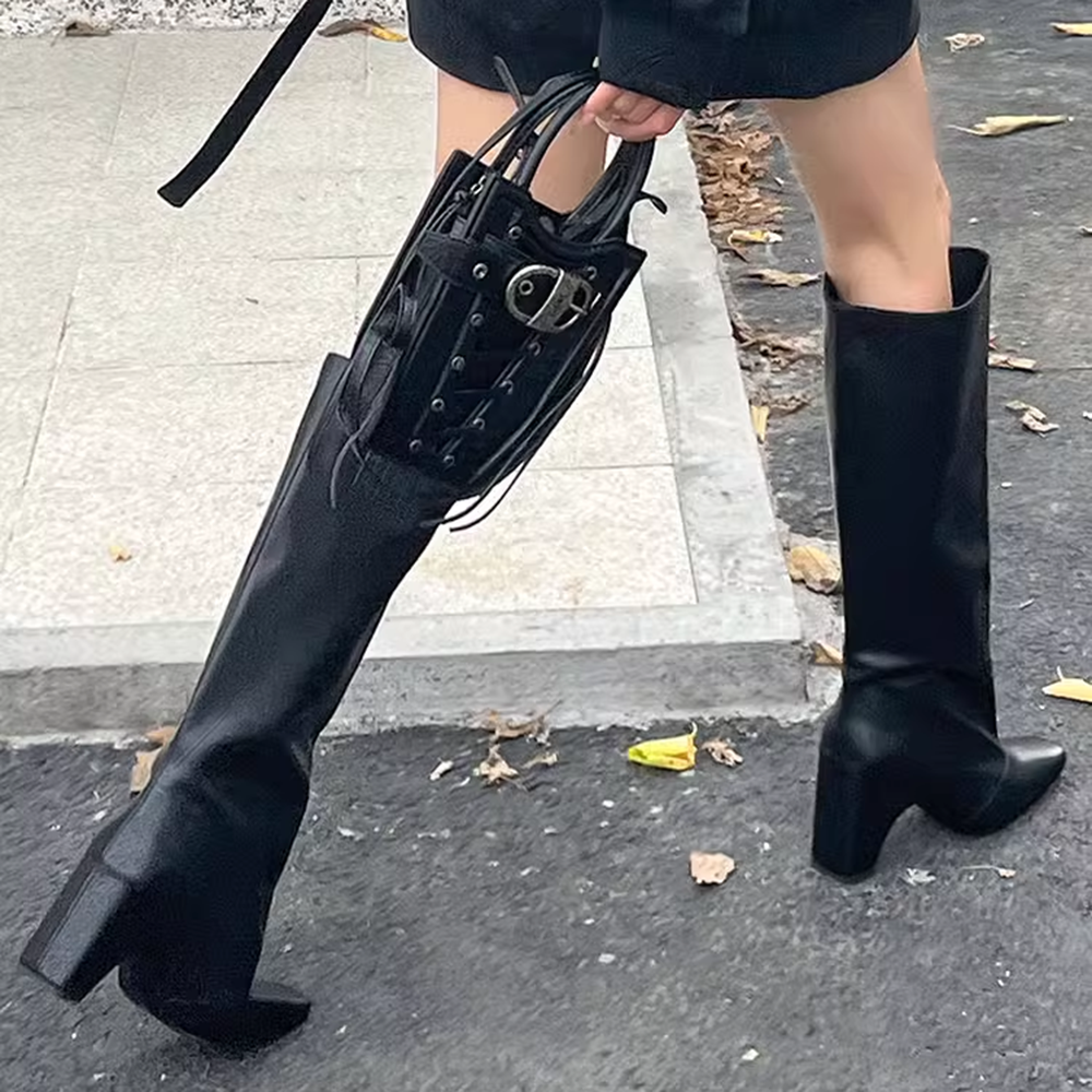 RAYID Leather Knee High Boots