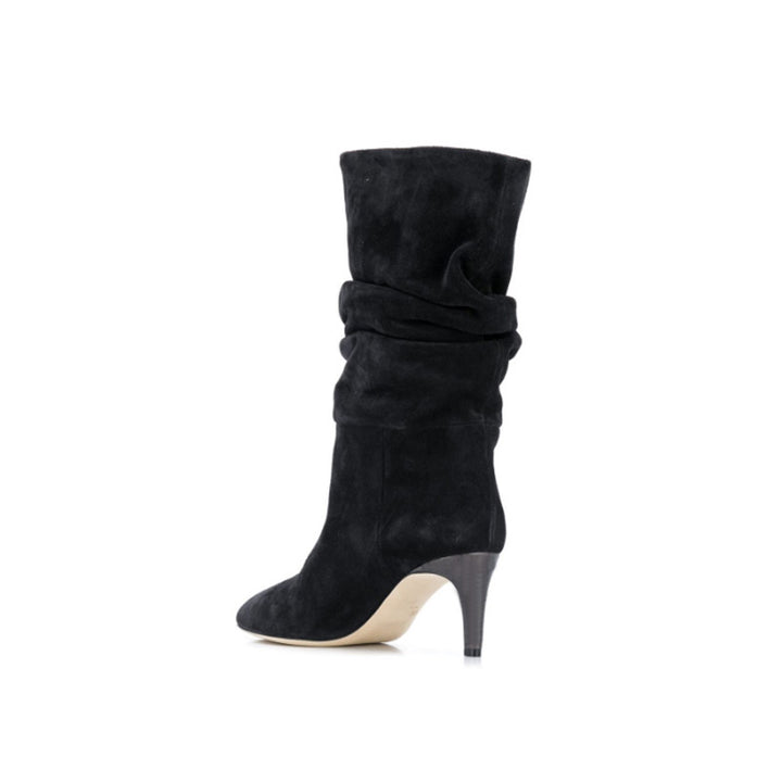 RUEFA Suede Mid Heel Ankle Boots