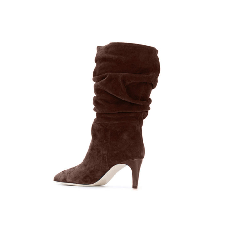 RUEFA Suede Mid Heel Ankle Boots