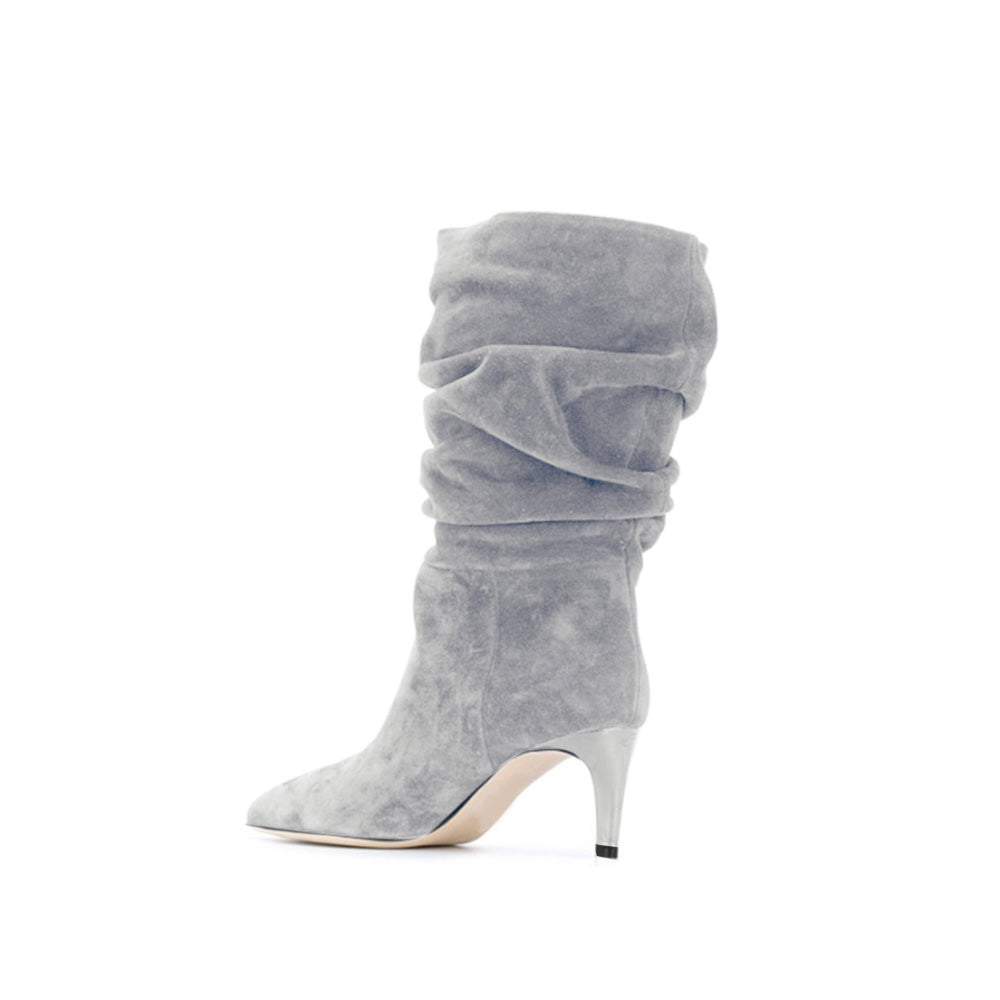 RUEFA Suede Mid Heel Ankle Boots