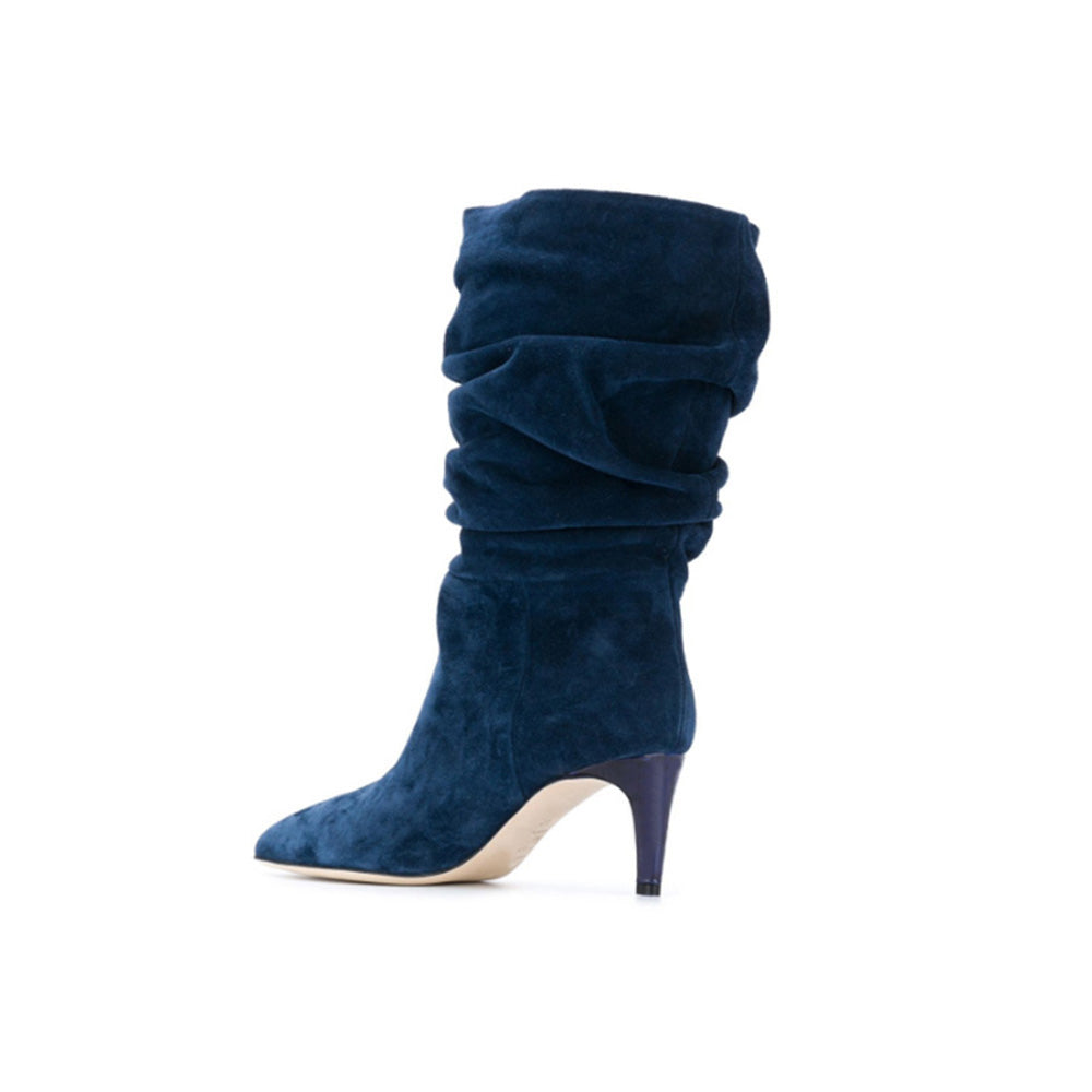 RUEFA Suede Mid Heel Ankle Boots