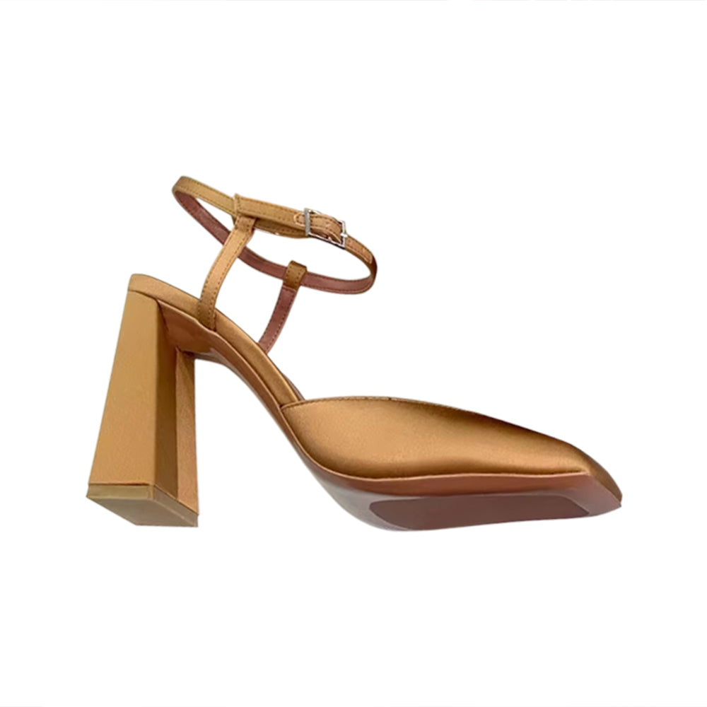 RUVCI Ankle Strap Block Heel Sandals