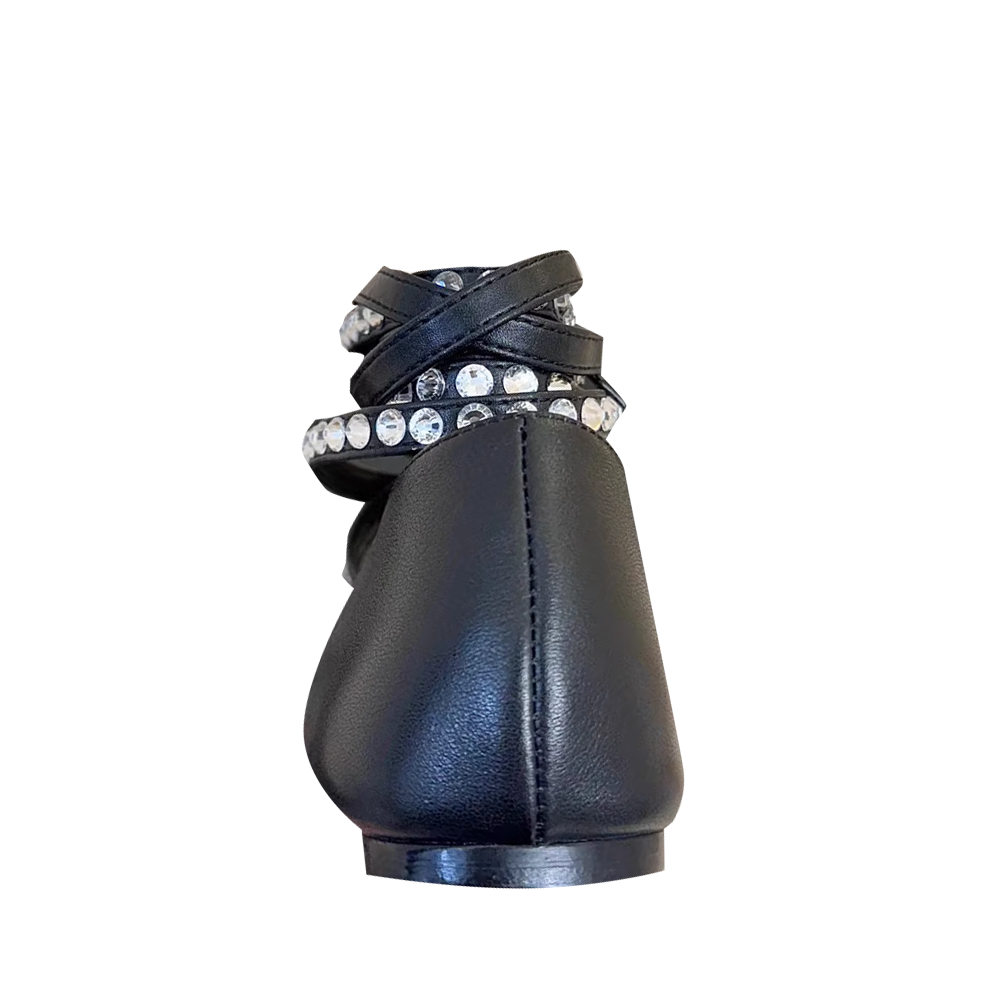 RVOTE Diamante Lace Up Ballet Shoes